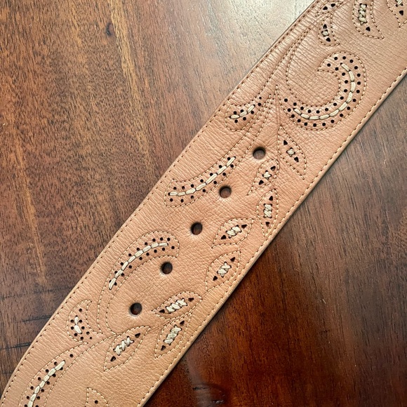 Cole Haan Tan Embroidered Belt - Picture 3 of 11